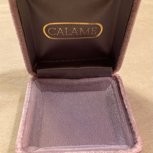 Calame pale rose velvet gift jewelry box, for ring or cuff links - Picture 8 of 11